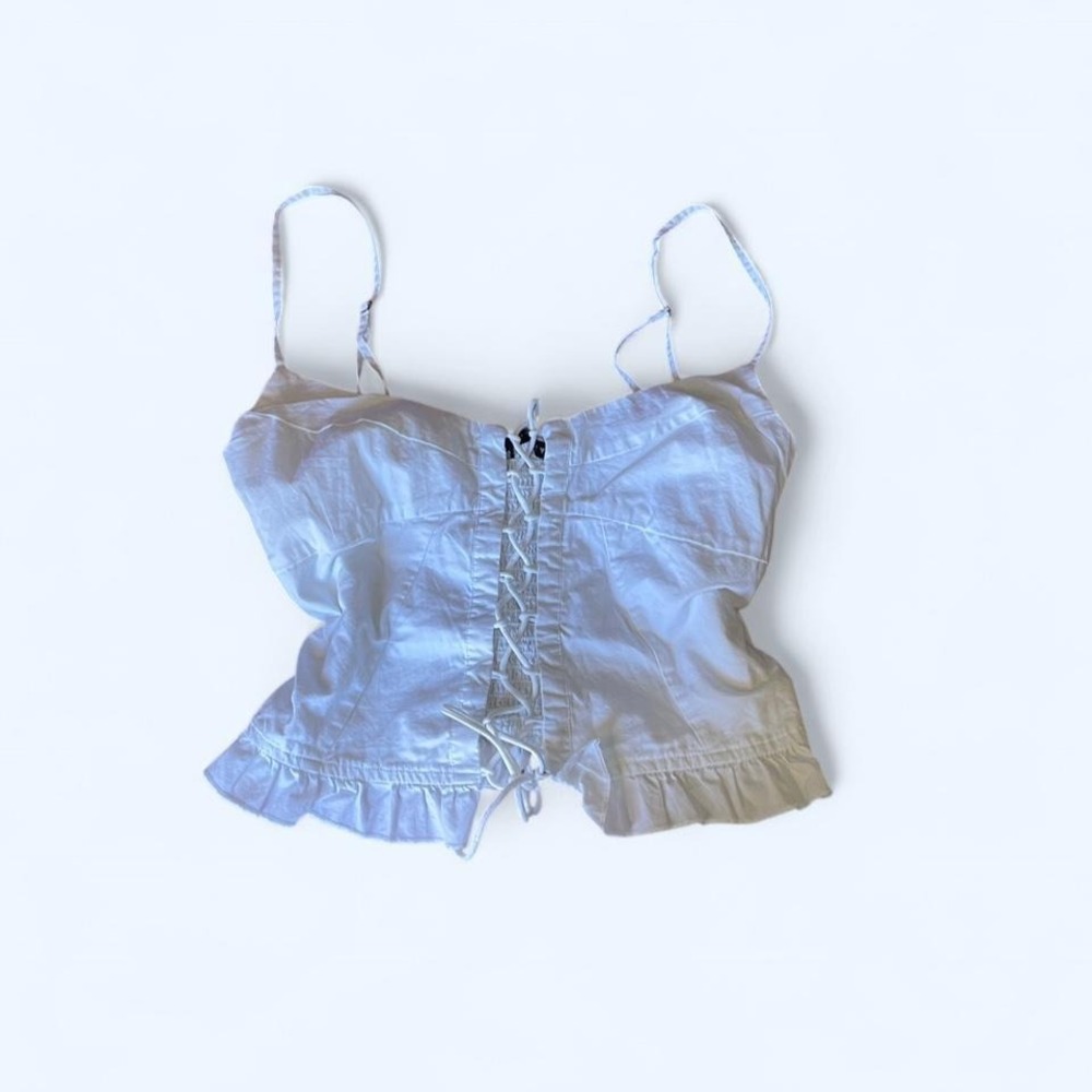 White lace up corset top Size S by ZARA